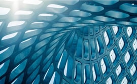 This image appears to show a modern, curved parametric glass and steel architectural structure or skylight canopy.
